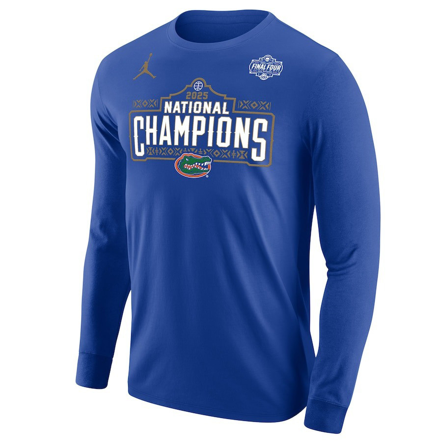 Jordan Brand Royal Florida Gators 2025 NCAA Men's Basketball National Champions Long Sleeve-1 Jordan Brand Royal Florida Gators 2025 NCAA Men's Basketball National Champions Long Sleeve-1
