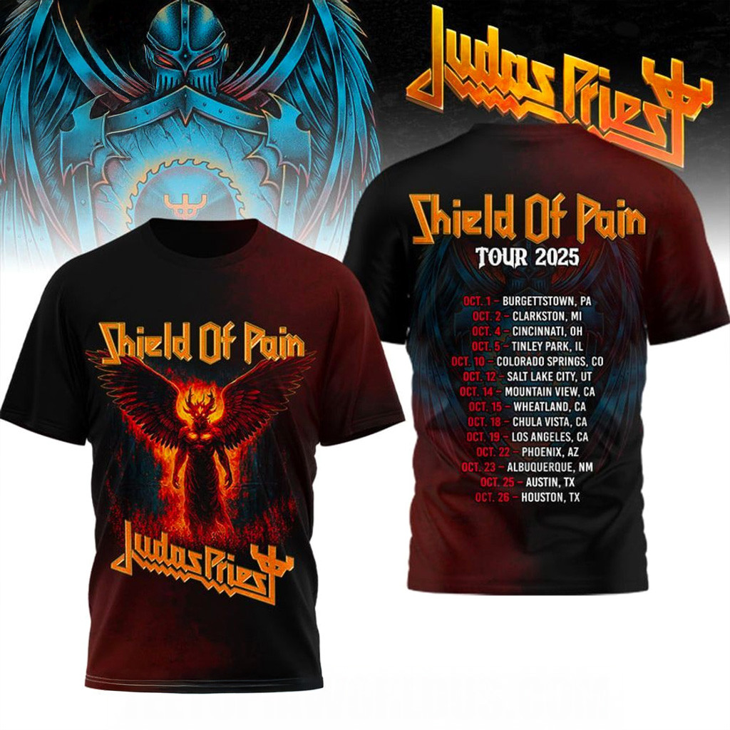Judas Priest Shield Of Pain Tour 2025 T-Shirt Judas Priest Merch Christmas Gifts For Music Fans-1