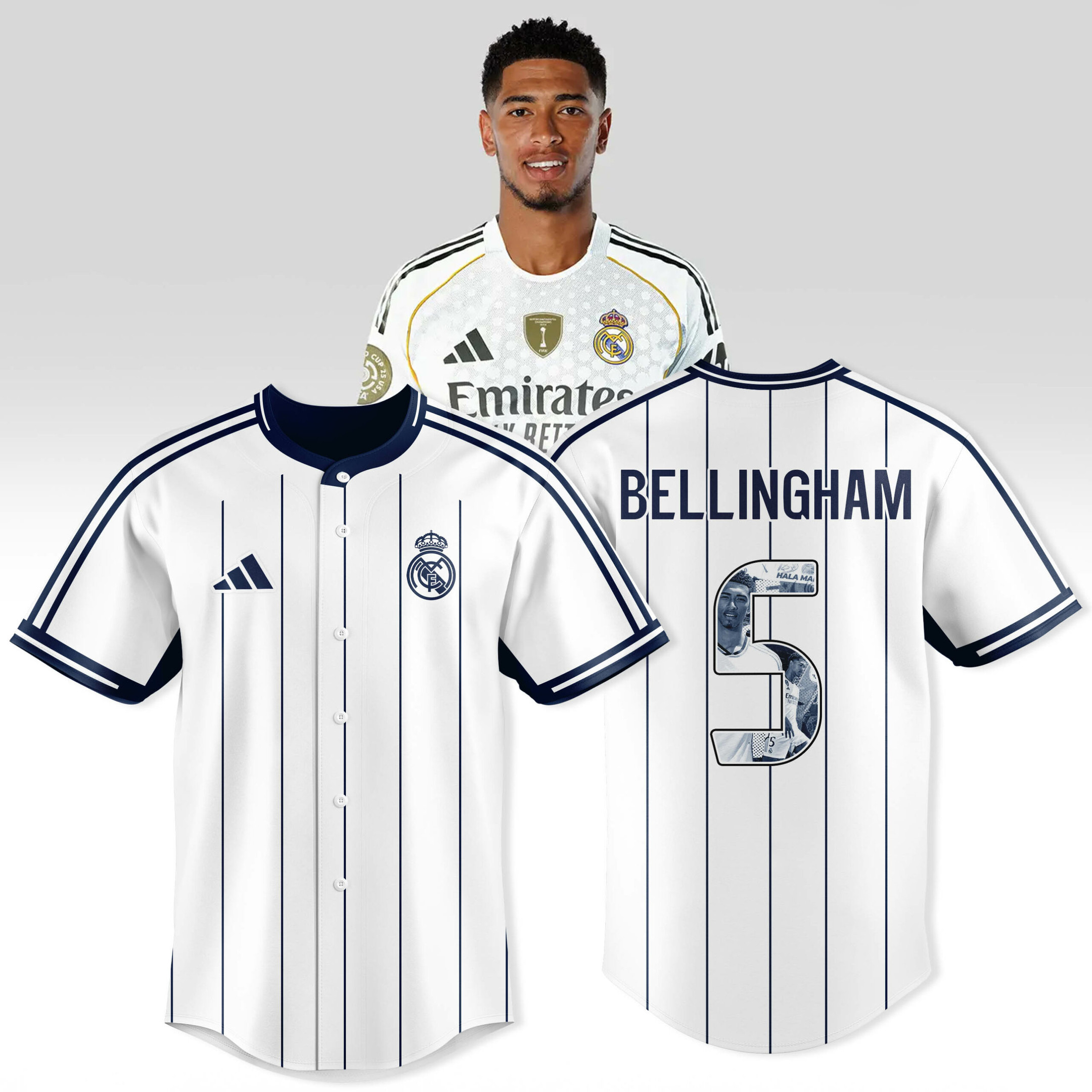 Jude Bellingham 05 Real Madrid Personalized Baseball Jersey For Fans-1