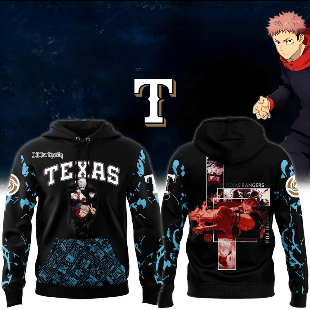 Jujutsu Kaisen Night Texas Rangers Limited Edition Hoodie First Fathers Day Gift Ideas-1