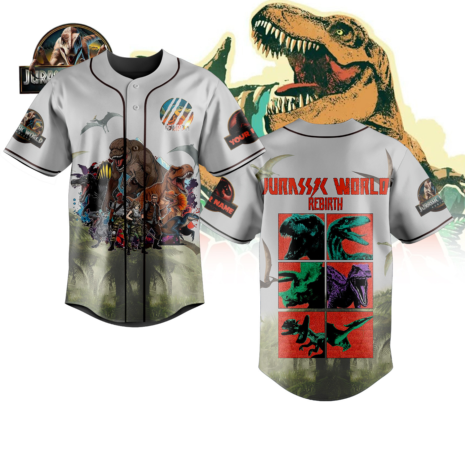 Jurassic World Rebirth Personalized Baseball Jersey For Fans-1