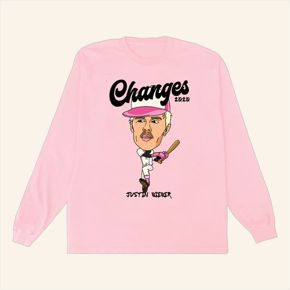 Justin Bieber Merch Changes Baseball Doodle Long Sleeve Shirt Good Gifts For Her Gifts For Fans-1
