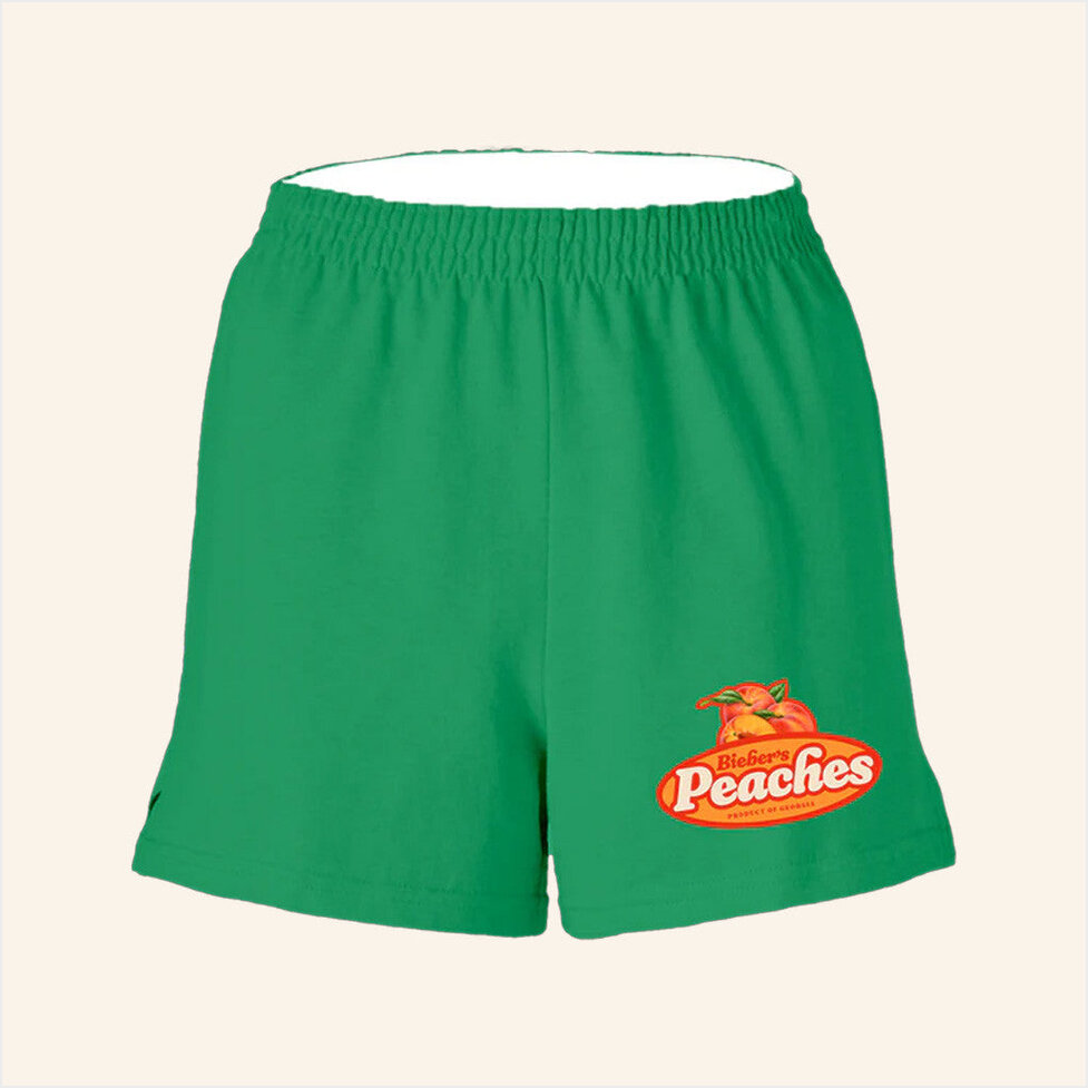 Justin Bieber Merch Peaches Green Shorts Birthday Gift Ideas For Fans Gifts For Best Friend-1