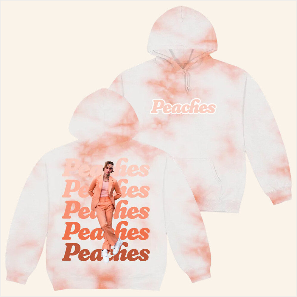 Justin Bieber Merch Peaches Tie Dye Hoodie Birthday Birthday Gift For Her Gifts For BFF-1