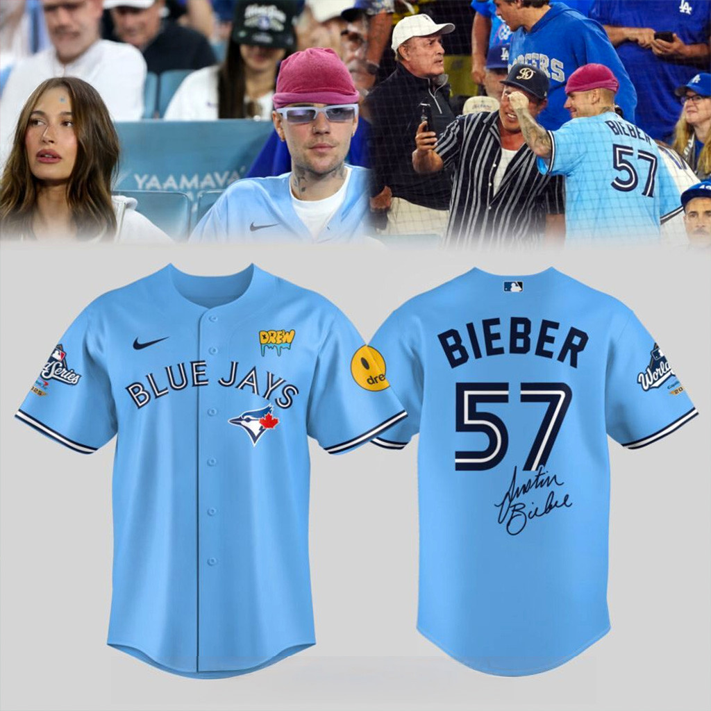 Justin Bieber x Toronto Blue Jays World Series Jersey Jays Merch Xmas Presents For Him-1