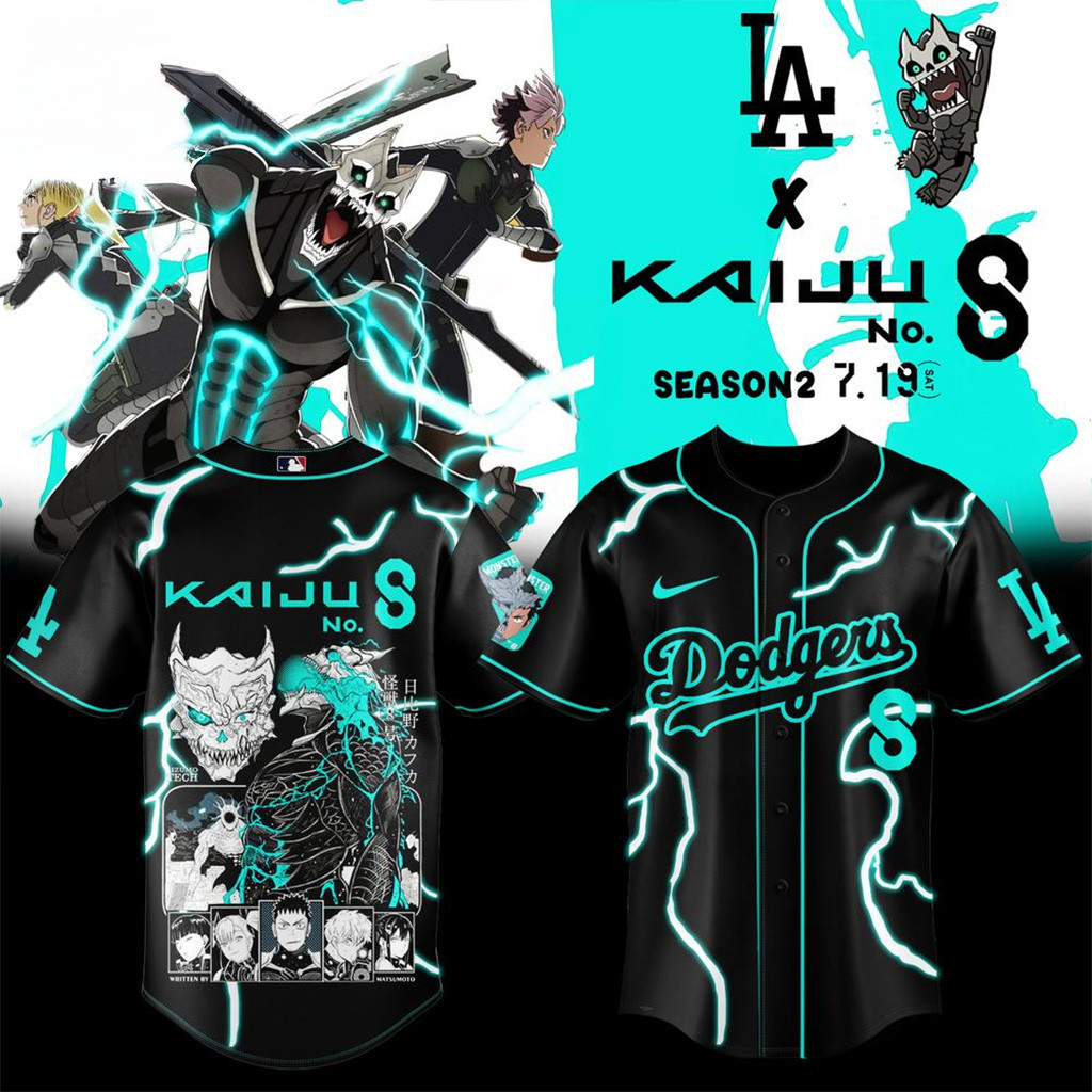 Kaiju No 8 x Los Angeles Dodgers Baseball Jersey LA Dodgers Merch Gifts For Baseball Fans-1