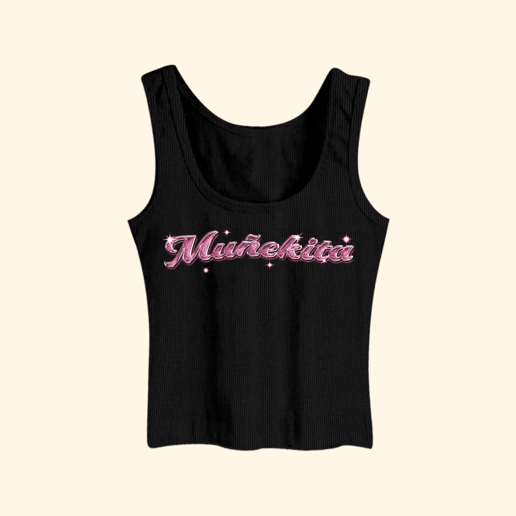 Kali Uchis Merch Munekita Black Rhinestone Tank Top 1St Mothers Day Gifts Gift for Dad-1