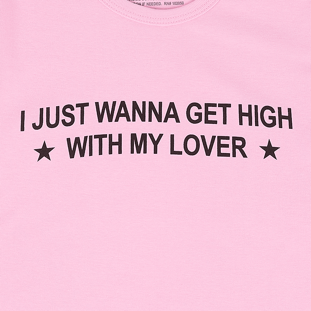 Kali Uchis Merch Pink I Just Wanna Get High Baby Tee Online Mother' Day Gifts-1