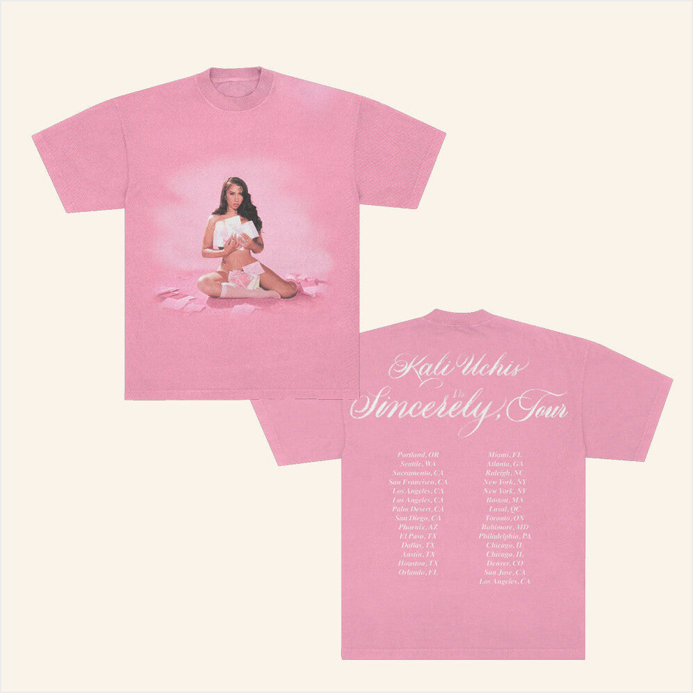 Kali Uchis Merch Sincerely Tour Pink T-Shirt Gifts For Her Birthday Gifts For Fans-1