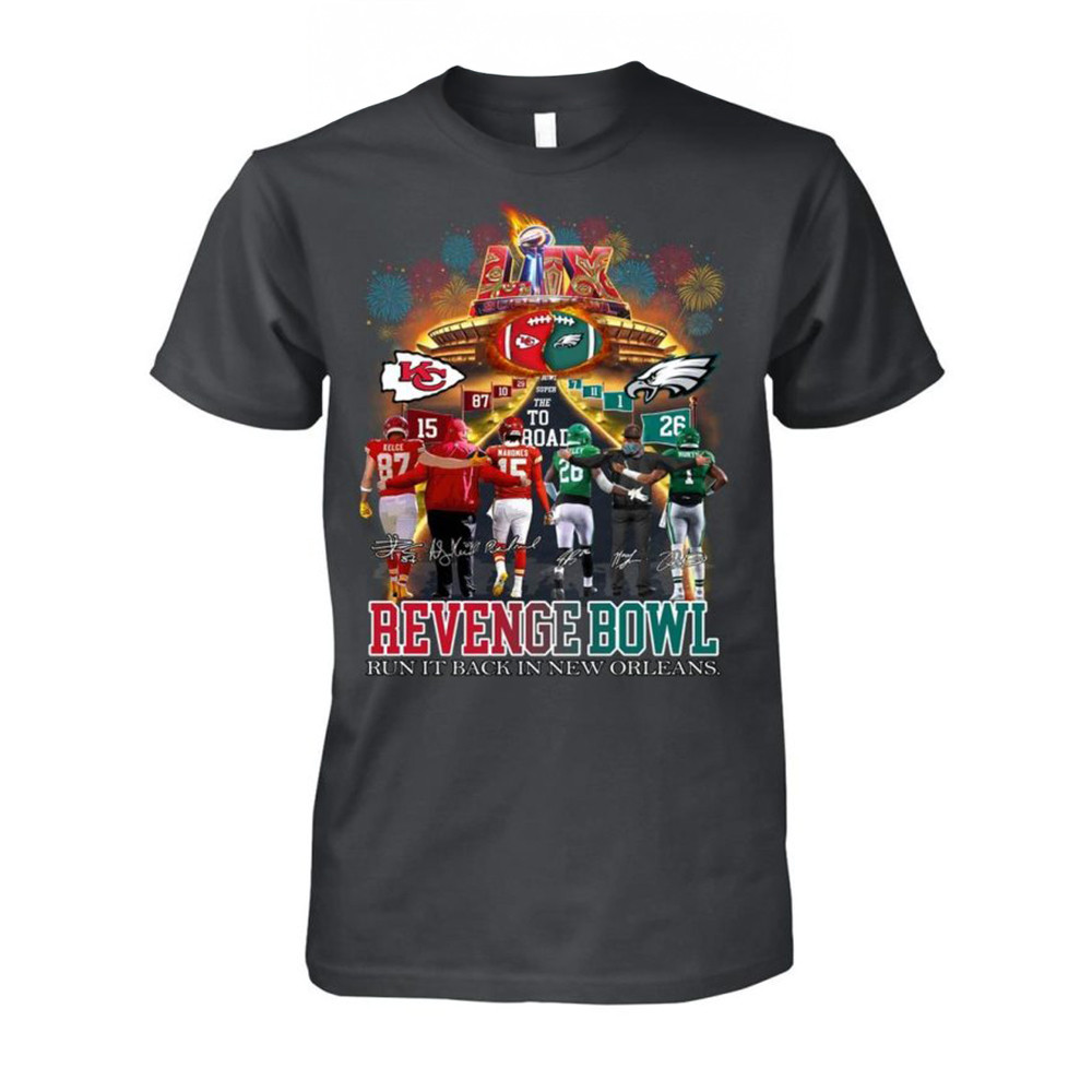 Kansas City Chiefs And Philadelphia Eagles Revenge Bowl T-Shirt Football Fan Gift Ideas-1