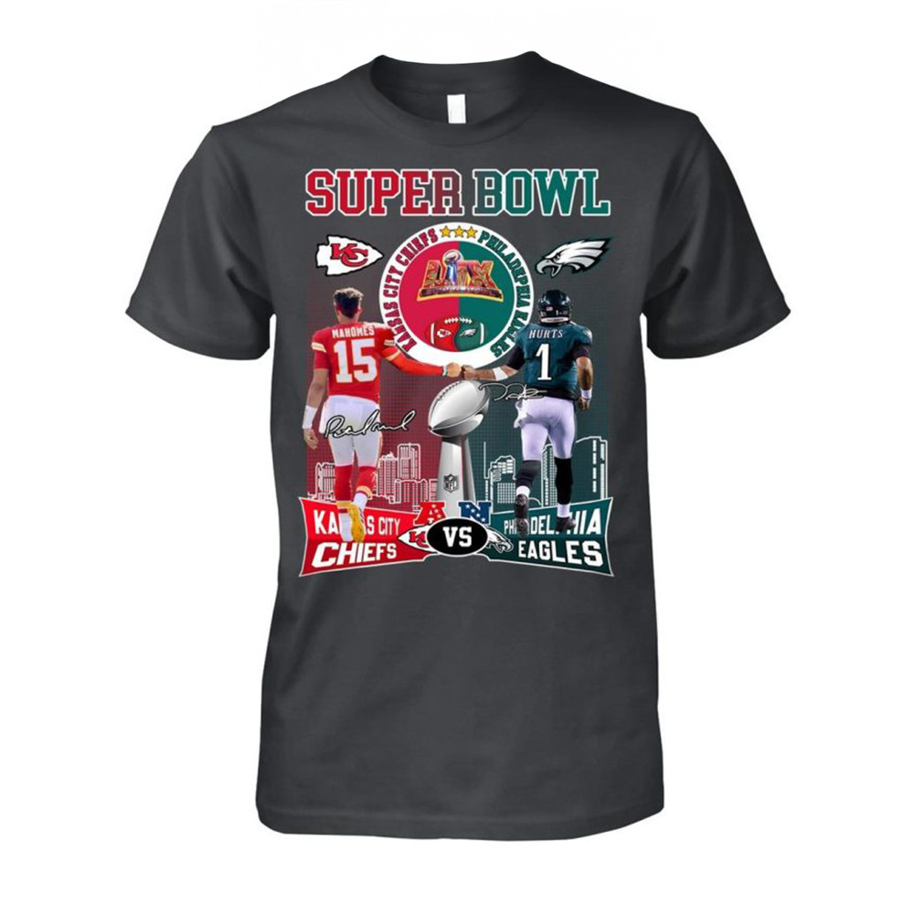 Kansas City Chiefs And Philadelphia Eagles Super Bowl T-Shirt Presents For Football Lovers-1 Kansas City Chiefs And Philadelphia Eagles Super Bowl T-Shirt Presents For Football Lovers-1