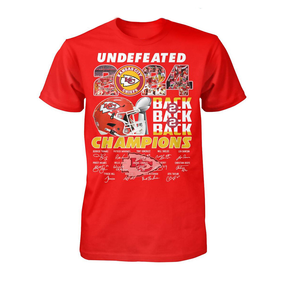 Kansas City Chiefs Back 2 Back 2 Back Champions T-Shirt Football Fan Gift Ideas-1