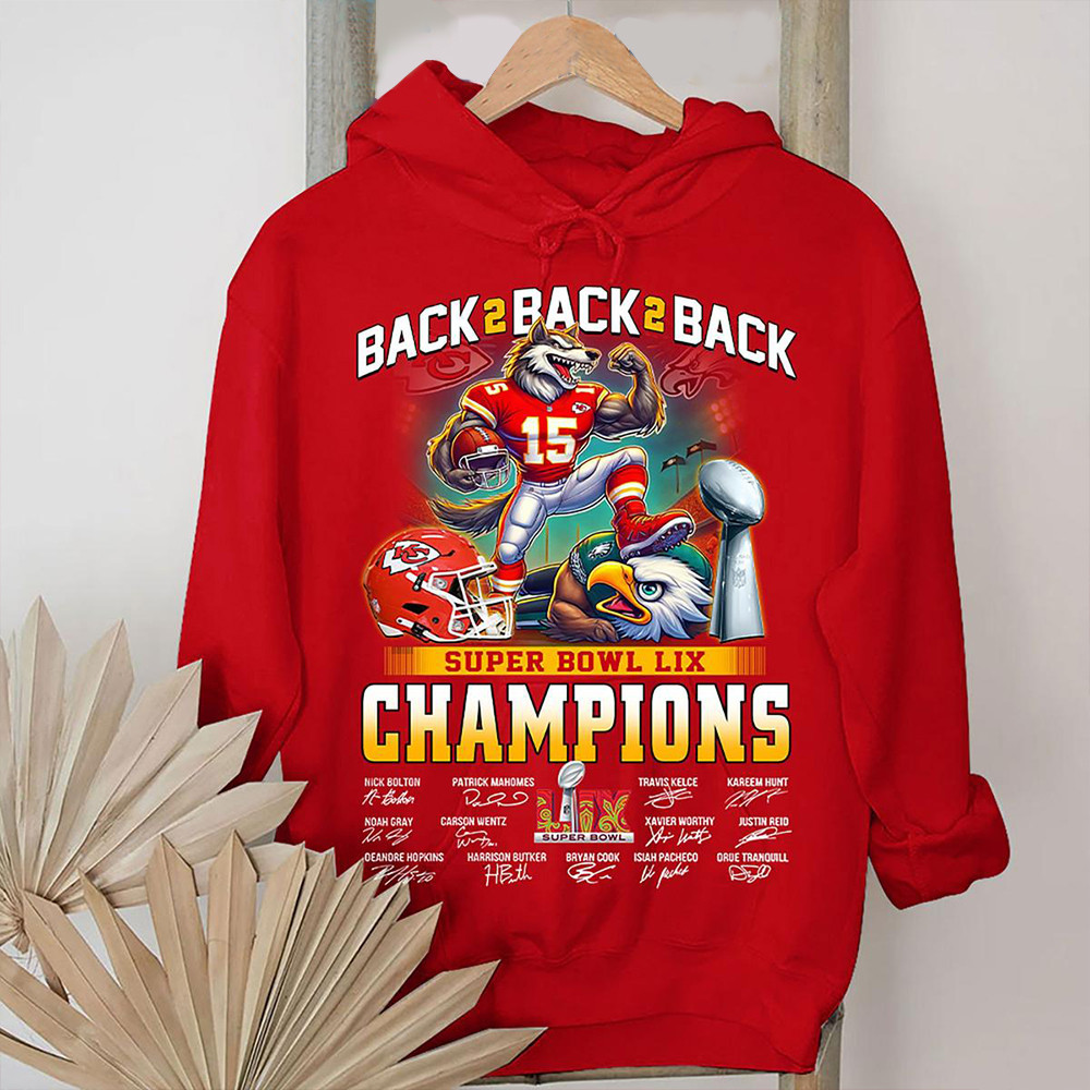 Kansas City Chiefs Back 2 Back 2 Back Super Bowl Champions Hoodie Presents For Football Fans-1
