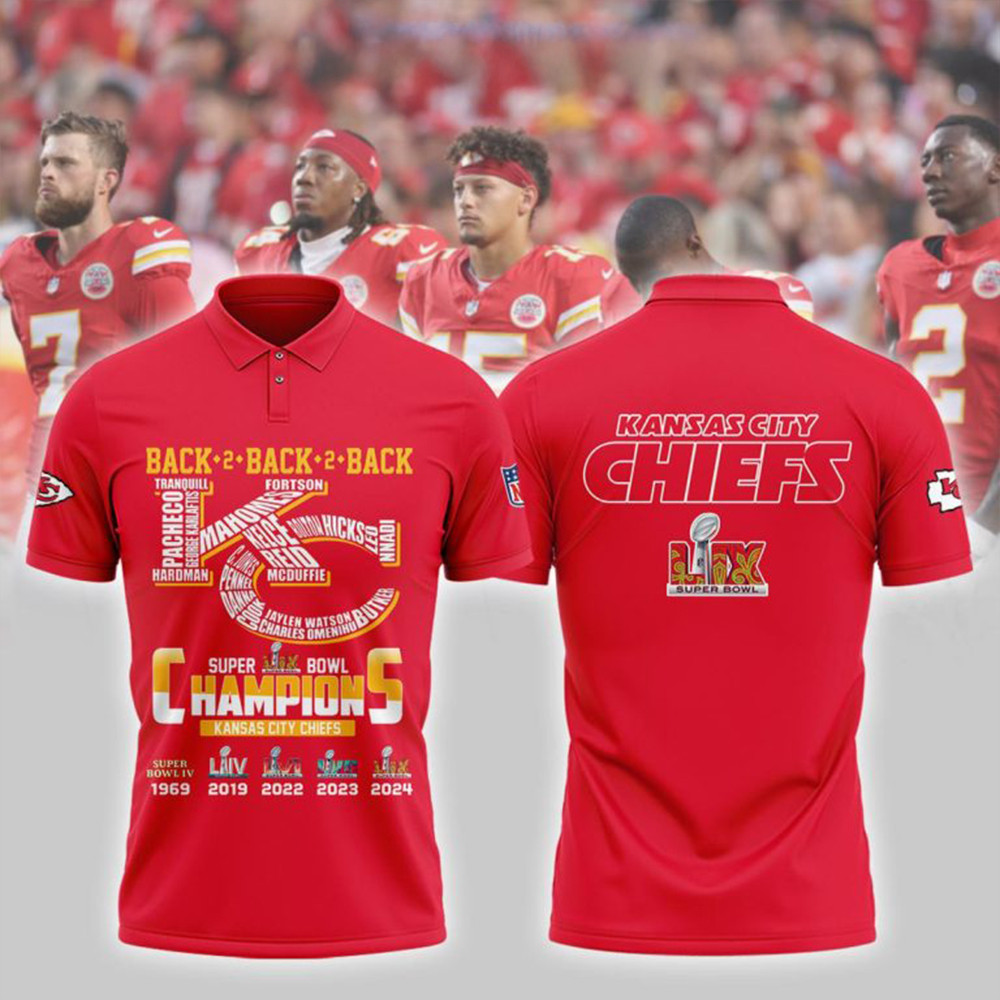 Kansas City Chiefs Back 2 Back 2 Back Super Bowl Champions Polo Shirt Gift For Fan-1