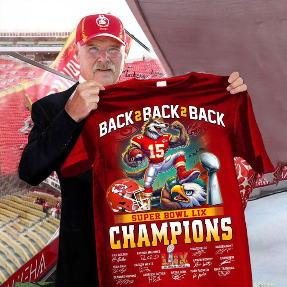 Kansas City Chiefs Back 2 Back 2 Back Super Bowl Champions T-Shirt Gift For Fan-1