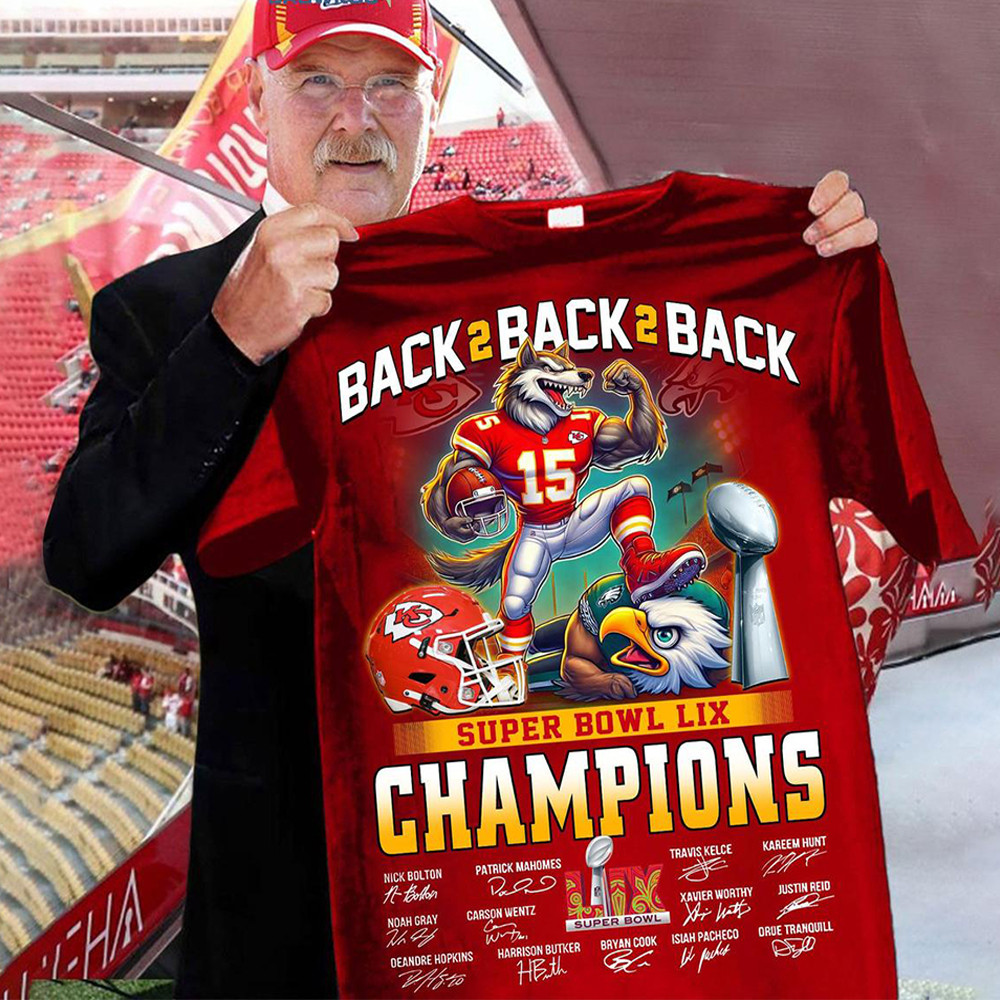 Kansas City Chiefs Back 2 Back 2 Back Super Bowl Champions T-Shirt Presents For Football Fans-1