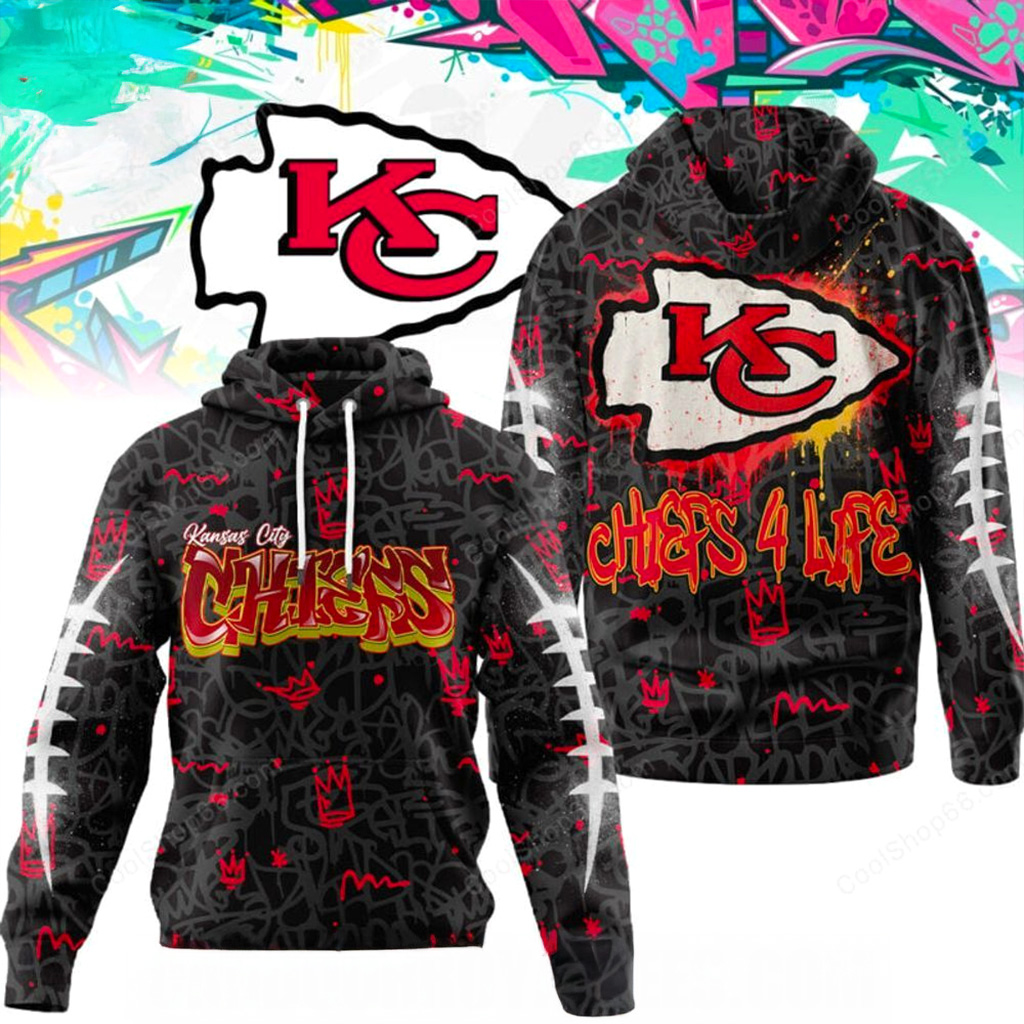 Kansas City Chiefs Graffiti For Life Hoodie Chiefs Merch Christmas Gifts For Football Fan-1