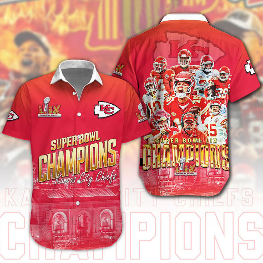 Kansas City Chiefs Super Bowl Champions 2025 Hawaiian Shirt Football Fan Gift Ideas-1