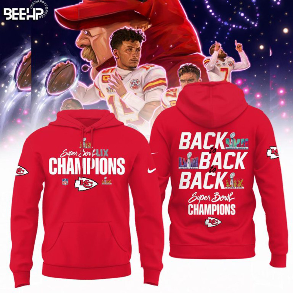 Kansas City Chiefs Super Bowl LIX Back To Back To Back Champions Hoodie Gift For Fan-1