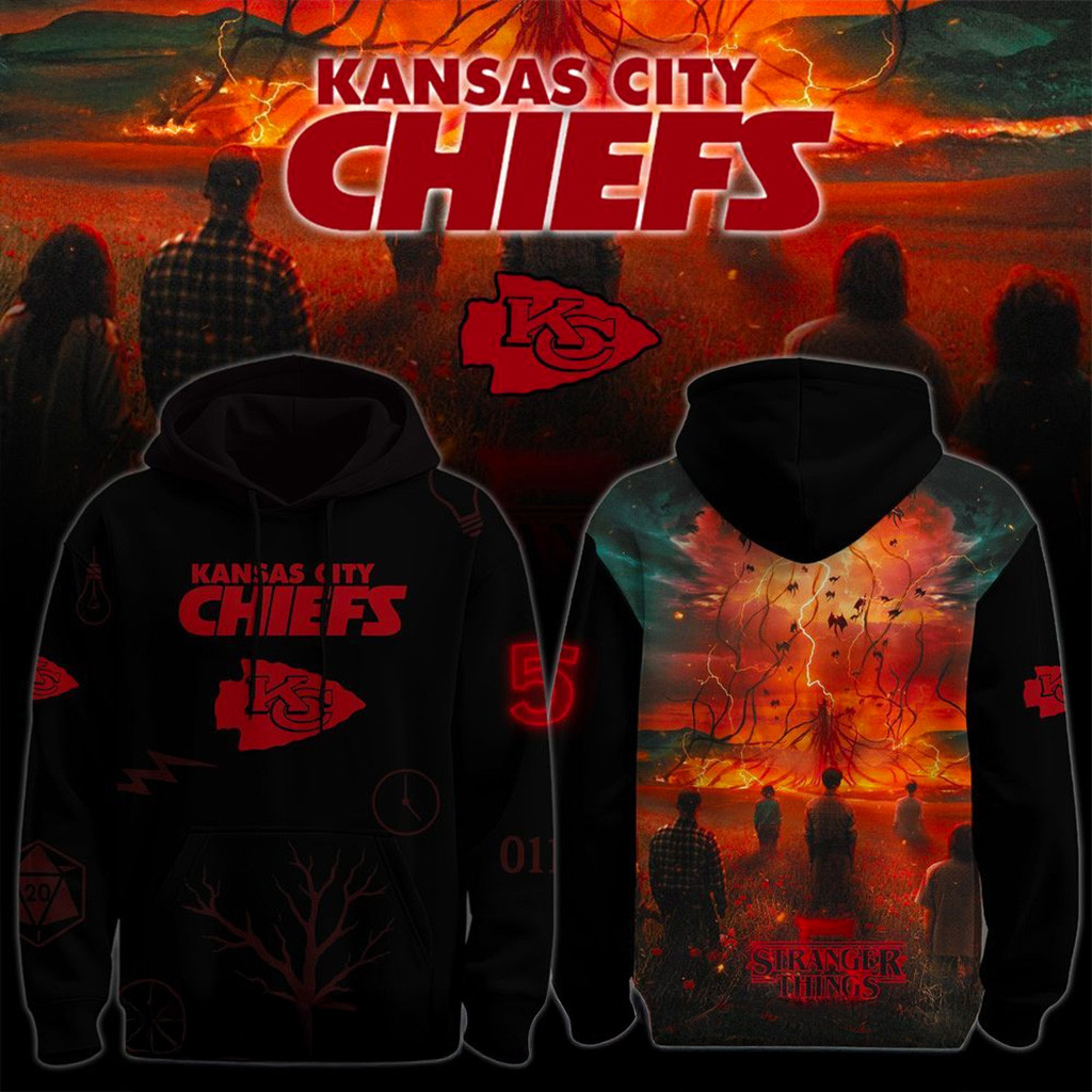 Kansas City Chiefs X Stranger Things 5 Hoodie Kansas City Chiefs Merch Gifts For Brother-1