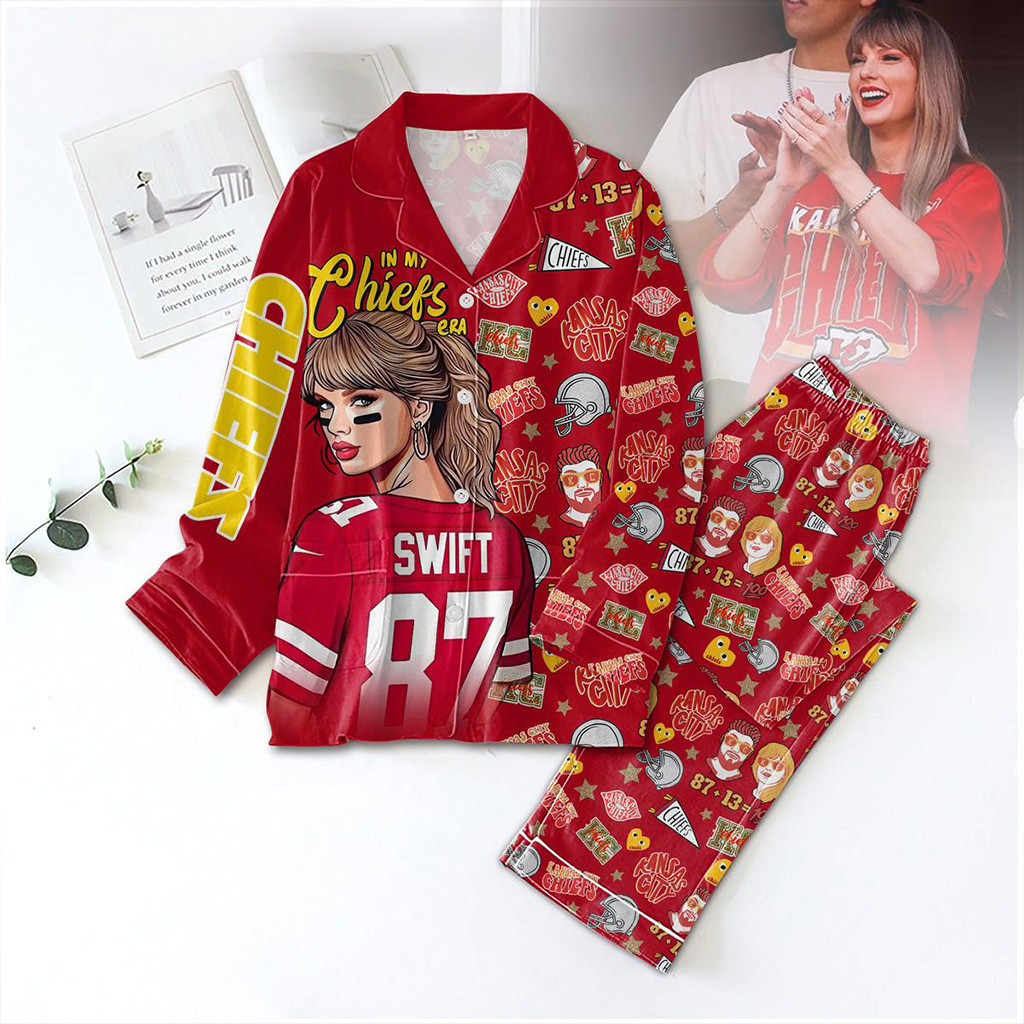 Kansas City Chiefs X Taylor Swift In My Chiefs Era Pajamas Set Chiefs Merch Fans Gifts-1
