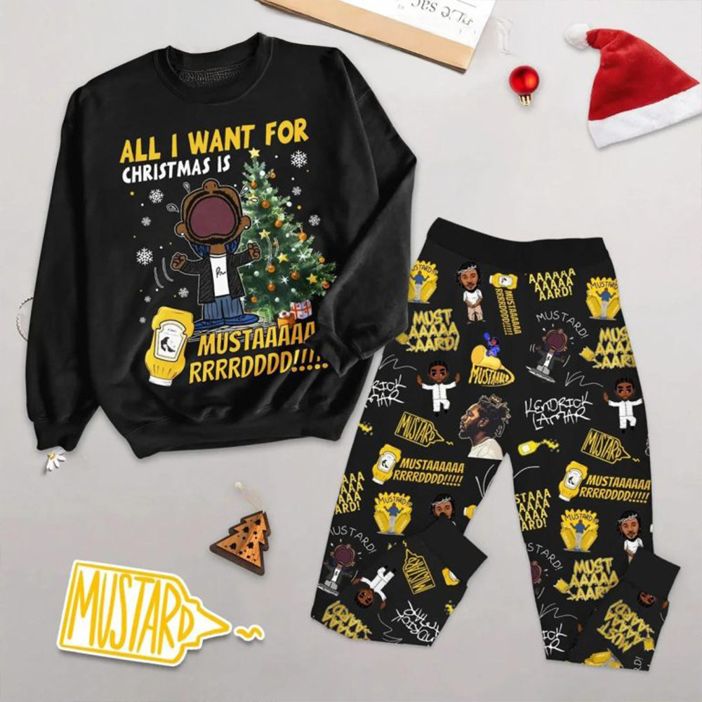 Kendrick Lamar All I Want Is Mustard Christmas Not Enough Pajamas Set Gifts For Rapper Fans-1