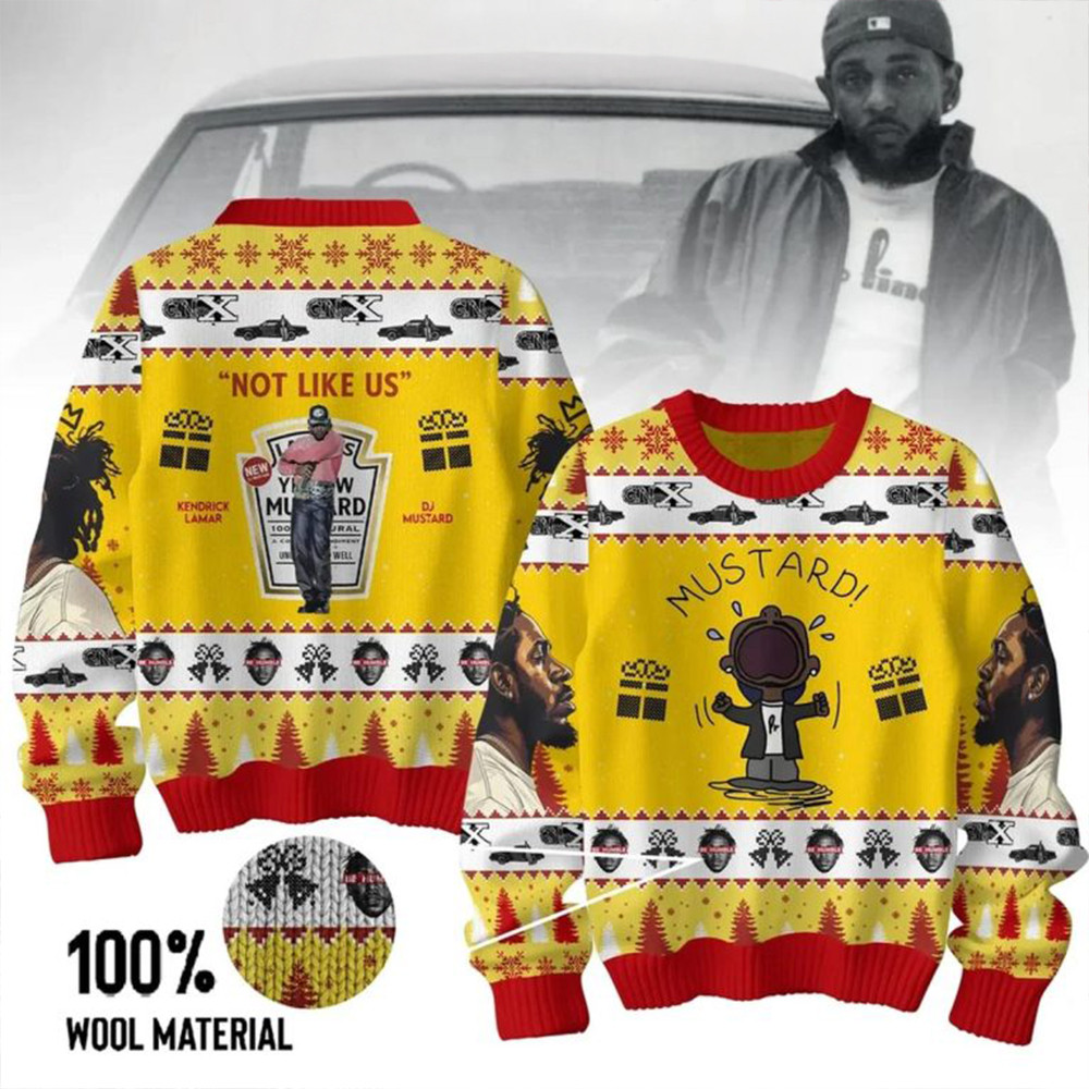 Kendrick Lamar Mustard Not Like Us Not Enough Christmas Ugly Sweater Gifts For Music Fans-1