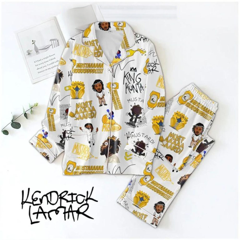 Kendrick Lamar Mustard Not Like Us Not Enough Polyester Pajamas Set Gifts For Music Lovers-1