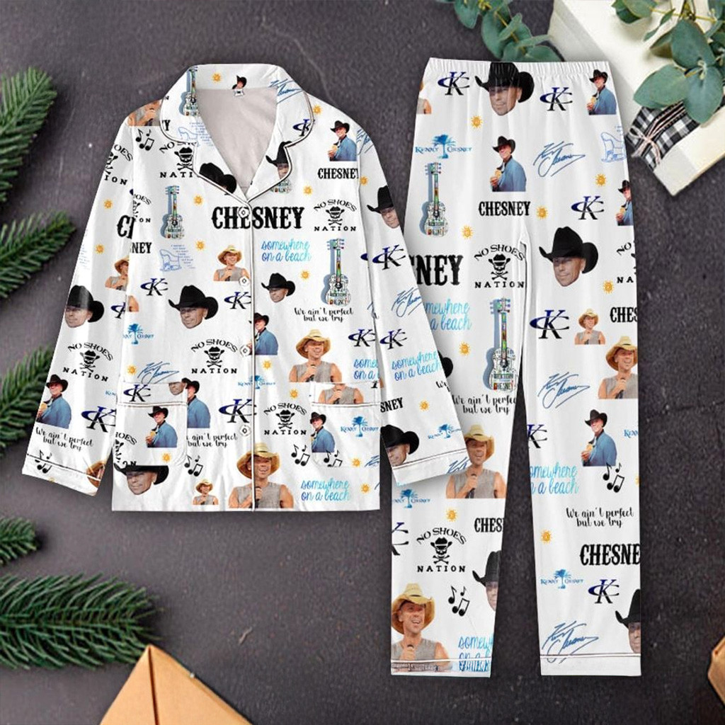 Kenny Chesney Button Pajamas Set Fan Merch Christmas Gifts For Music Fans-1