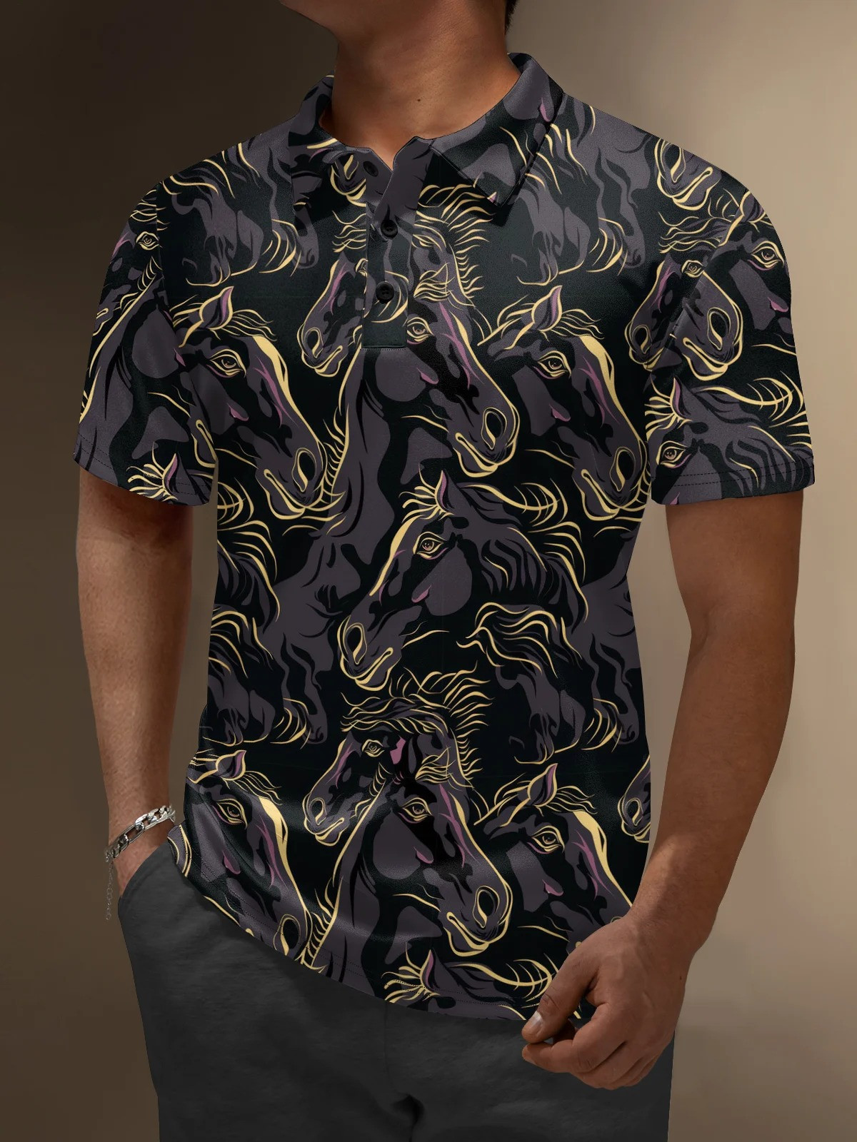 Kentucky Derby Horse Abstract Line Drawing Golf Polo-1