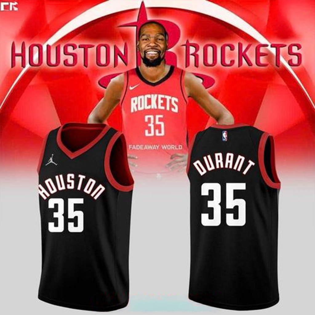 Kevin Durant Houston Rockets 35 Black Version Basketball Jersey Gifts For Dad-1