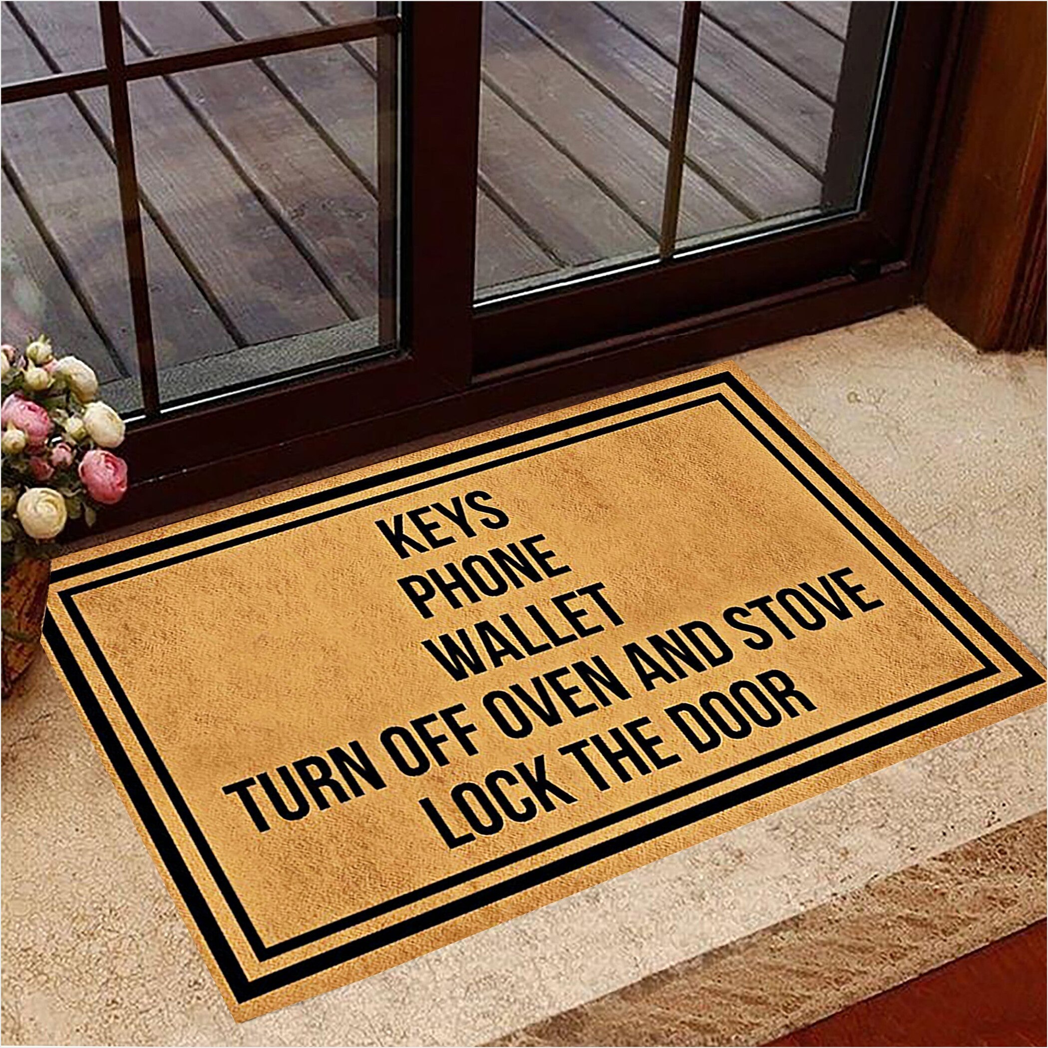 Keys Wallet Glasses Phone Doormat Funny Sayings Reminder Doormat For Front Door Gifts For Fans-1