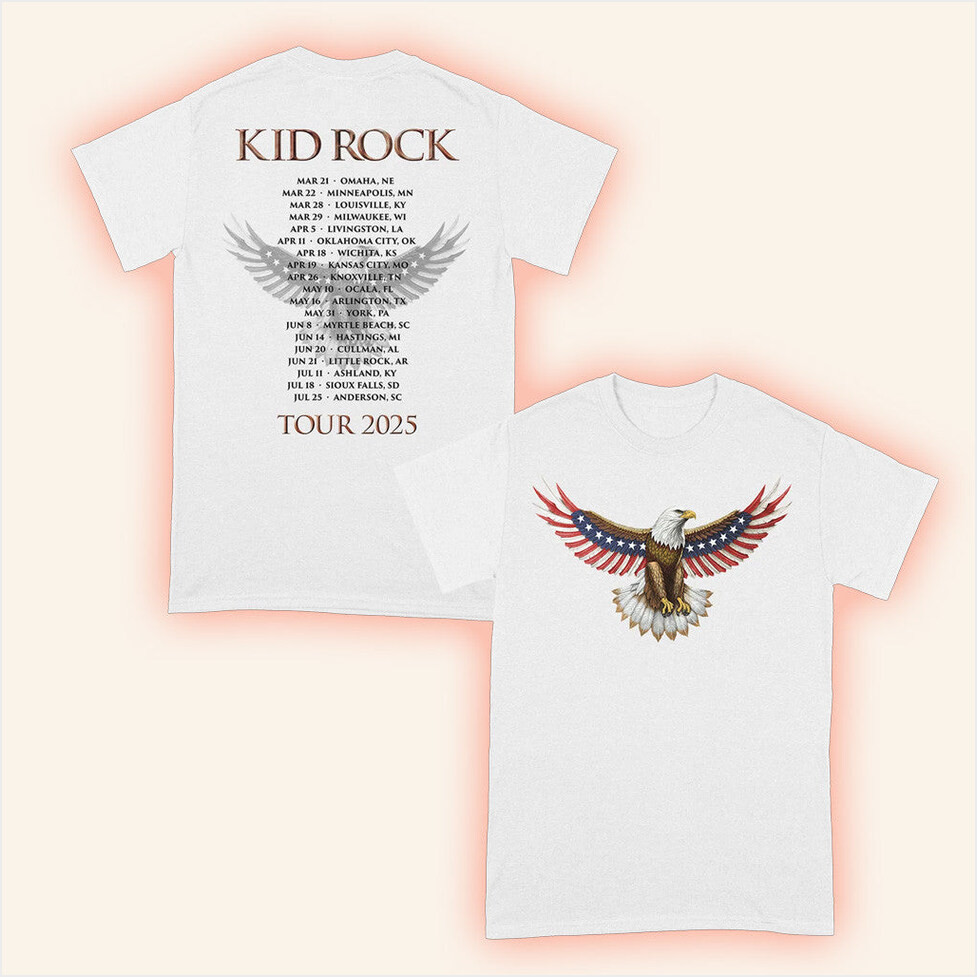 Kid Rock Merch Eagle Drop Tour T-Shirt Birthday Gifts For Fans Gifts For Sister Christmas Presents Ideas-1