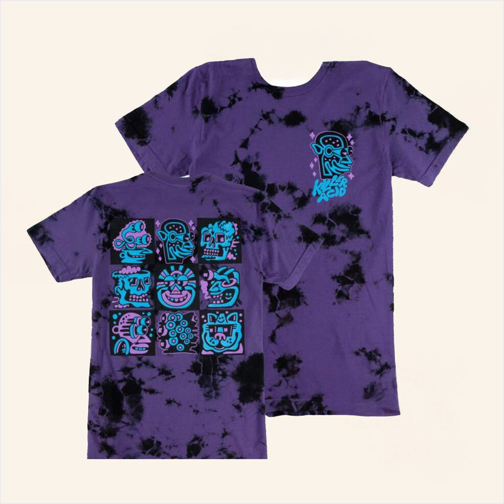 Killer Acid Merch Purple Heads Deluxe Crystal T-Shirt Gifts For Him Gifts For Best Friend-1