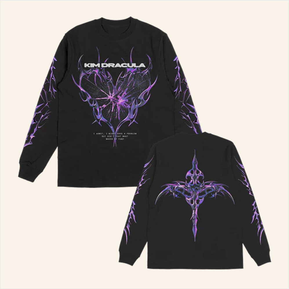 Kim Dracula Merch Purple Heart Black Long Sleeve Present For Husband Birthday Gifts For BFF-1