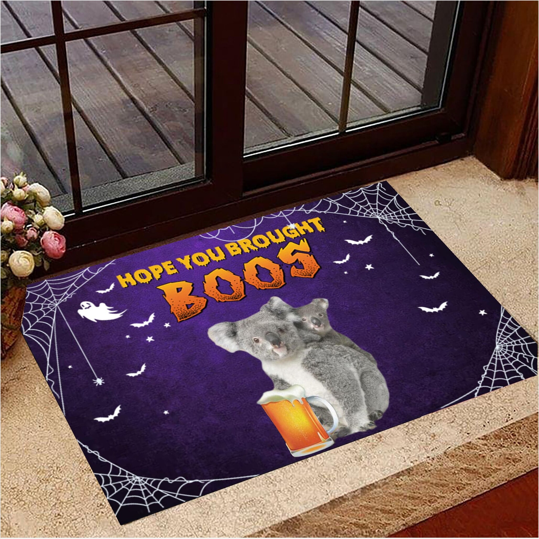 Koala Hope You Brought Boos Doormat Beer Doormat Cute Halloween Decorations Gifts For BFF-1