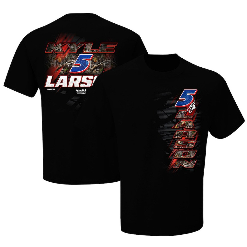 Kyle Larson Hendrick Motorsports Team Collection Black Camo T-Shirt Gifts For Racing Lovers-1