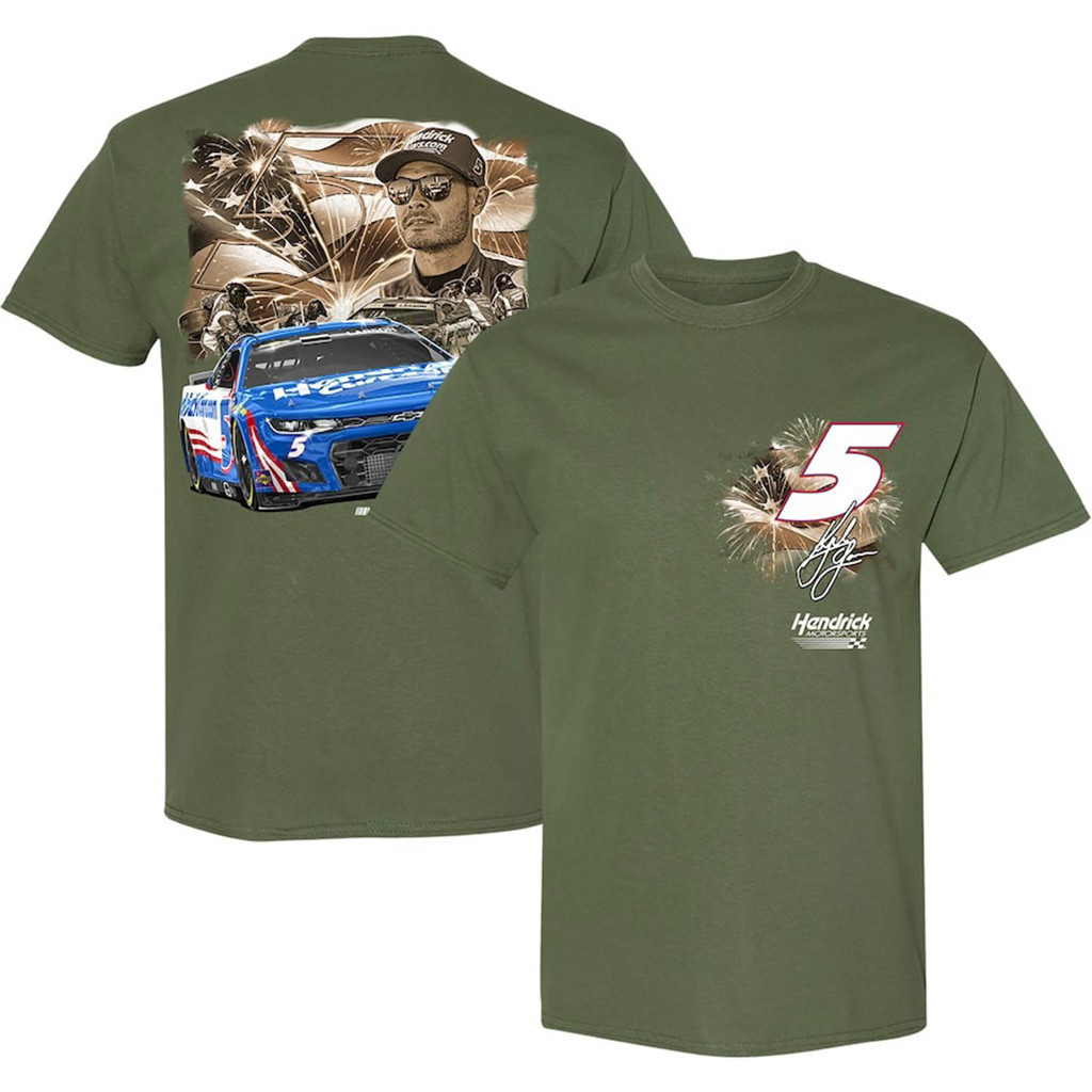 Kyle Larson Hendrick Motorsports Team Collection Military T-Shirt Gifts For Racing Lovers-1
