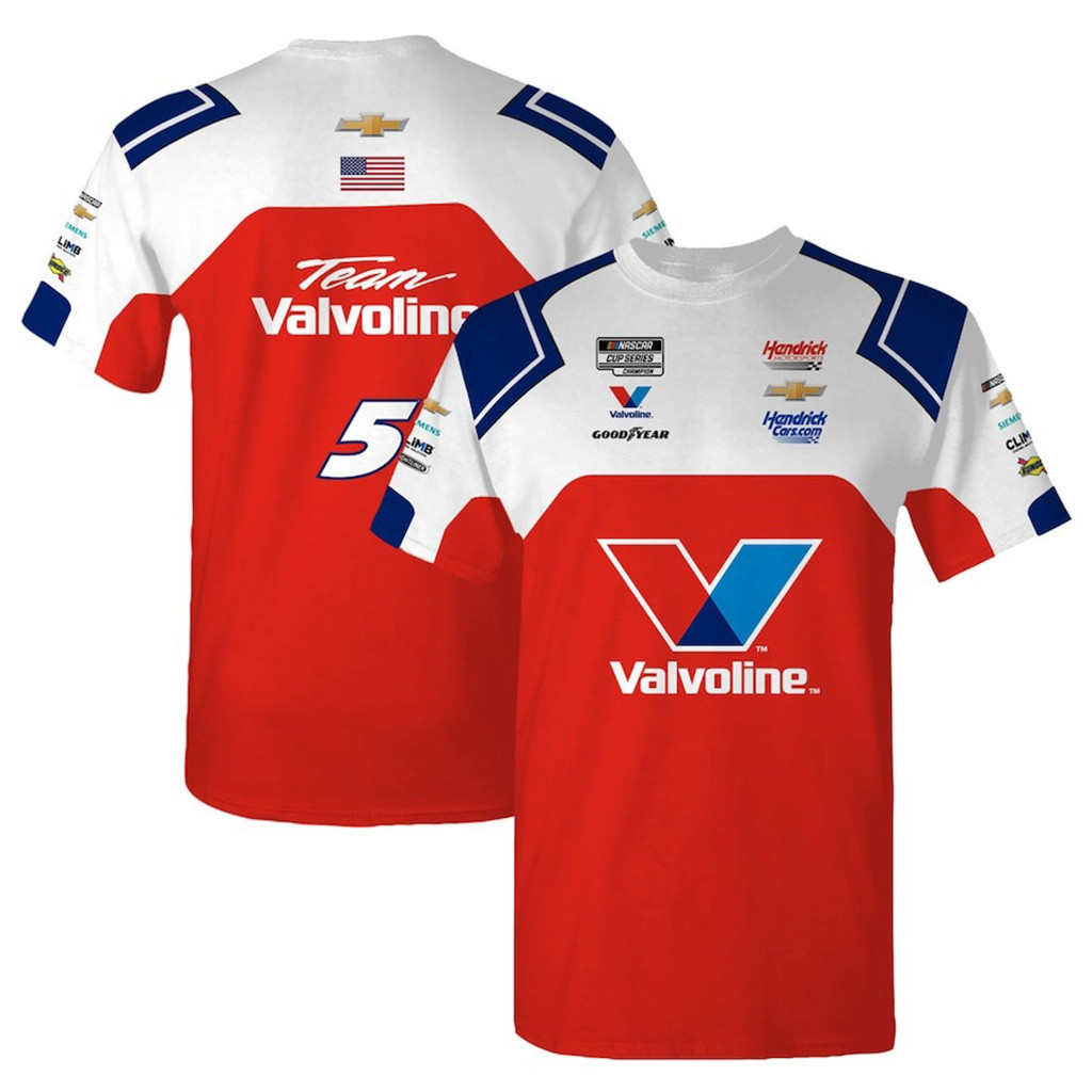 Kyle Larson Hendrick Motorsports Team Collection Red Valvoline Uniform T-Shirt Gifts For Fans-1