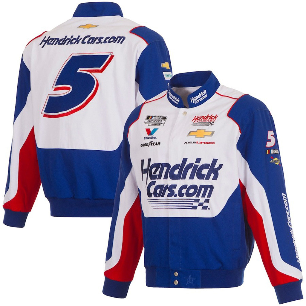 Kyle Larson Jh Design Royal White Uniform Jacket KL Merch Gifts For Husband-1