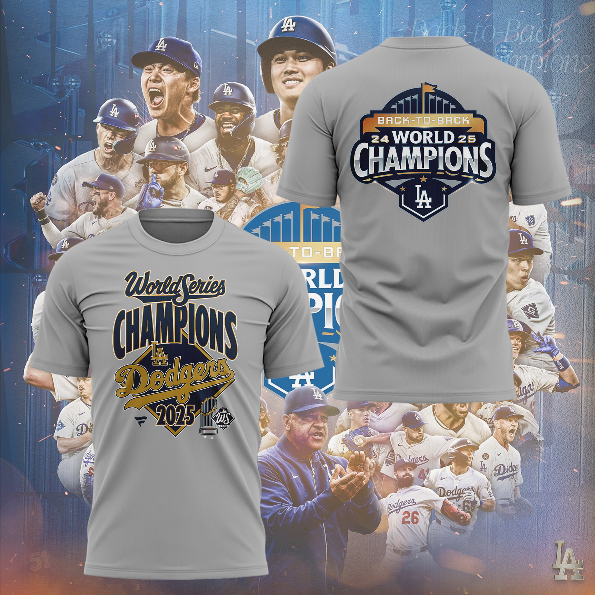 LA Dodger 2025 World Series T-Shirt Back To Back Champions Dodgers World Series Shirt-1