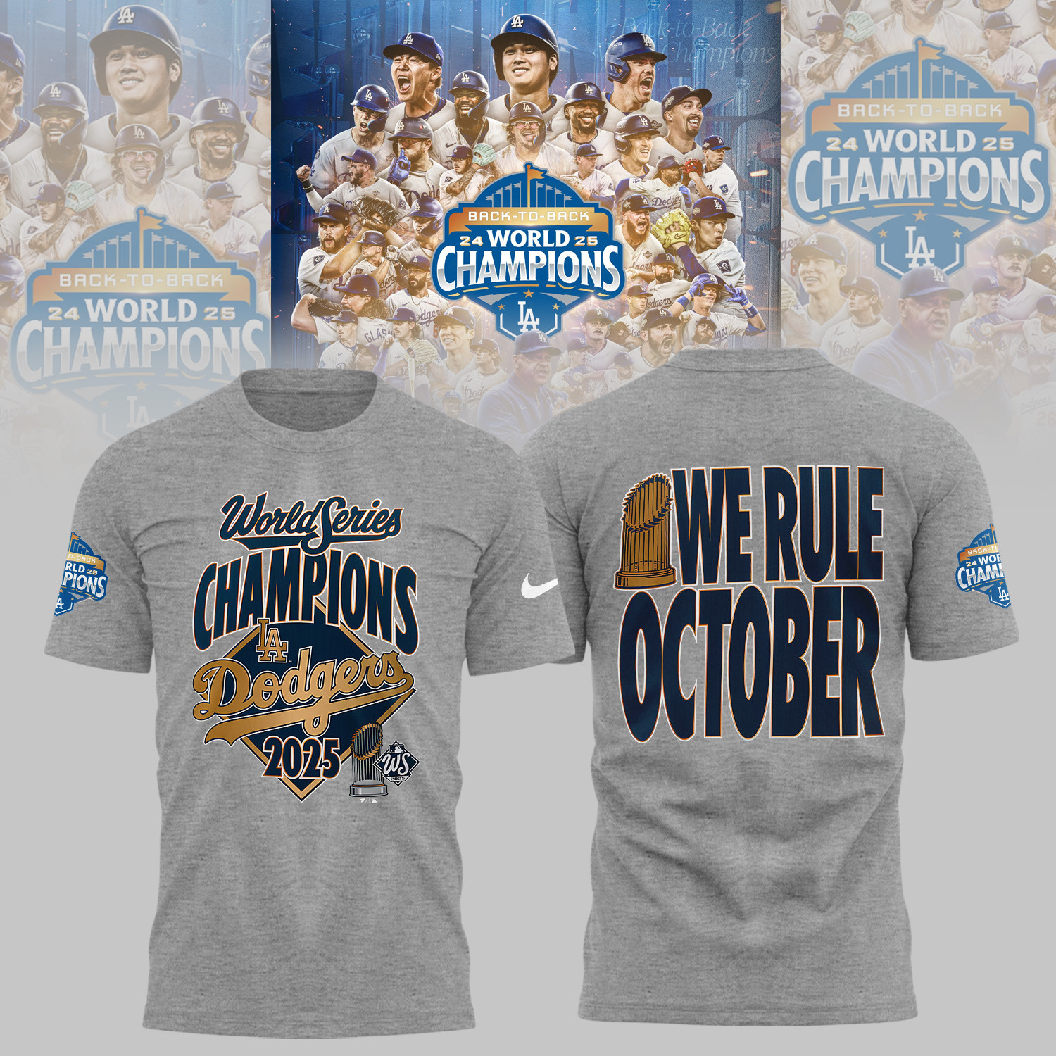 LA Dodger 2025 World Series T-Shirt We Rule October Dodgers Retro Tee Presents-1