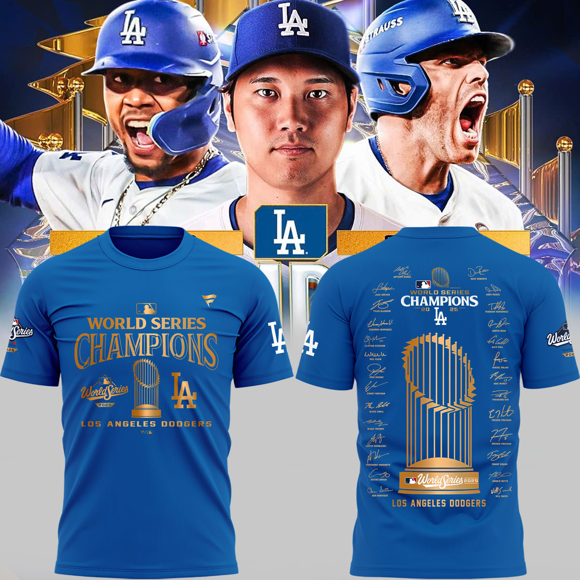 LA Dodger World Series T-Shirt Dodgers Fan Apparel Signature Clothing Gifts For Dad-1