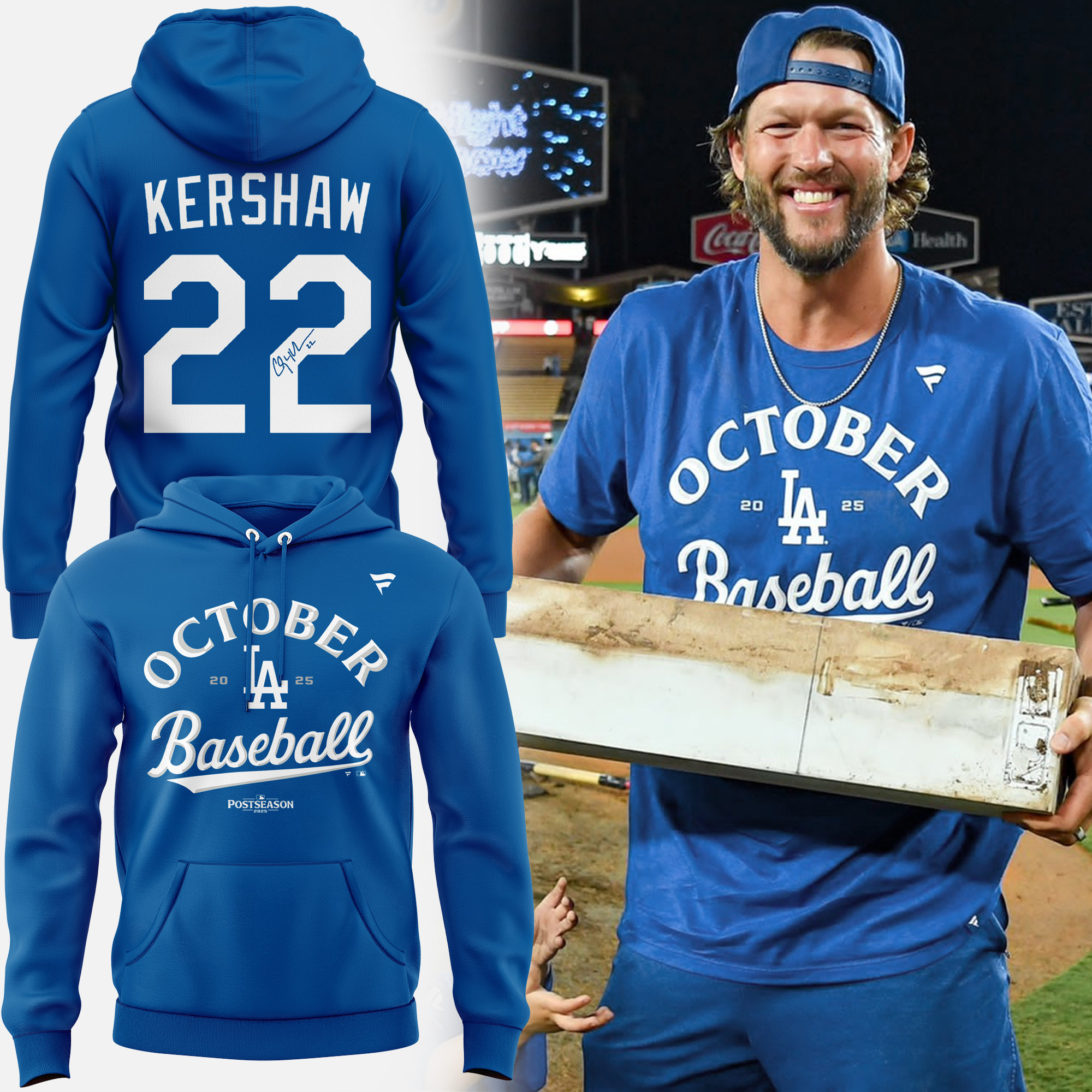 LA Dodgers 2025 World Series Hoodie Kershaw 22 We Rule October Dodgers Shirt Baseball Gifts-1