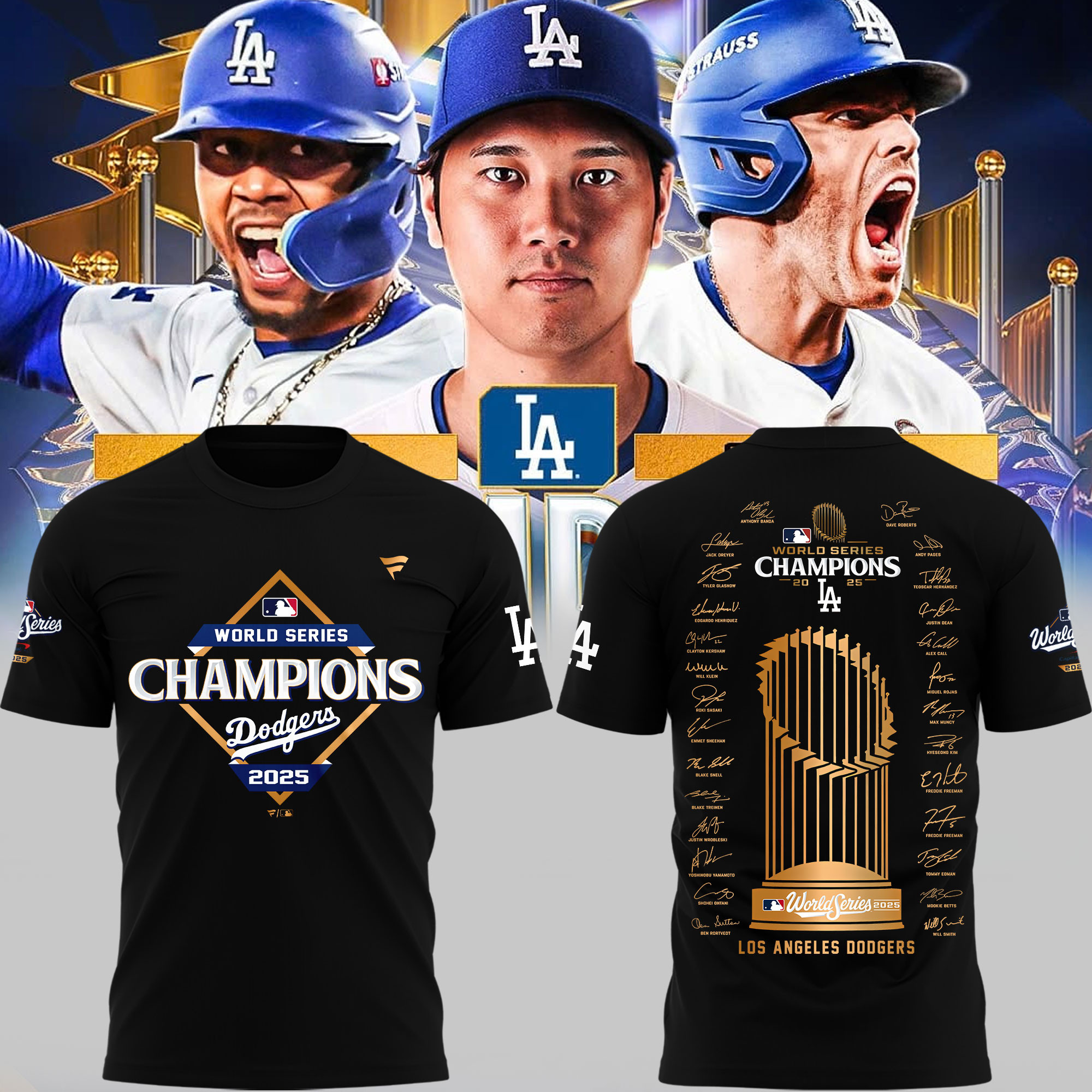 LA Dodgers 2025 World Series T-Shirt Dodger World Series Merchandise 2025 Signature Gifts-1