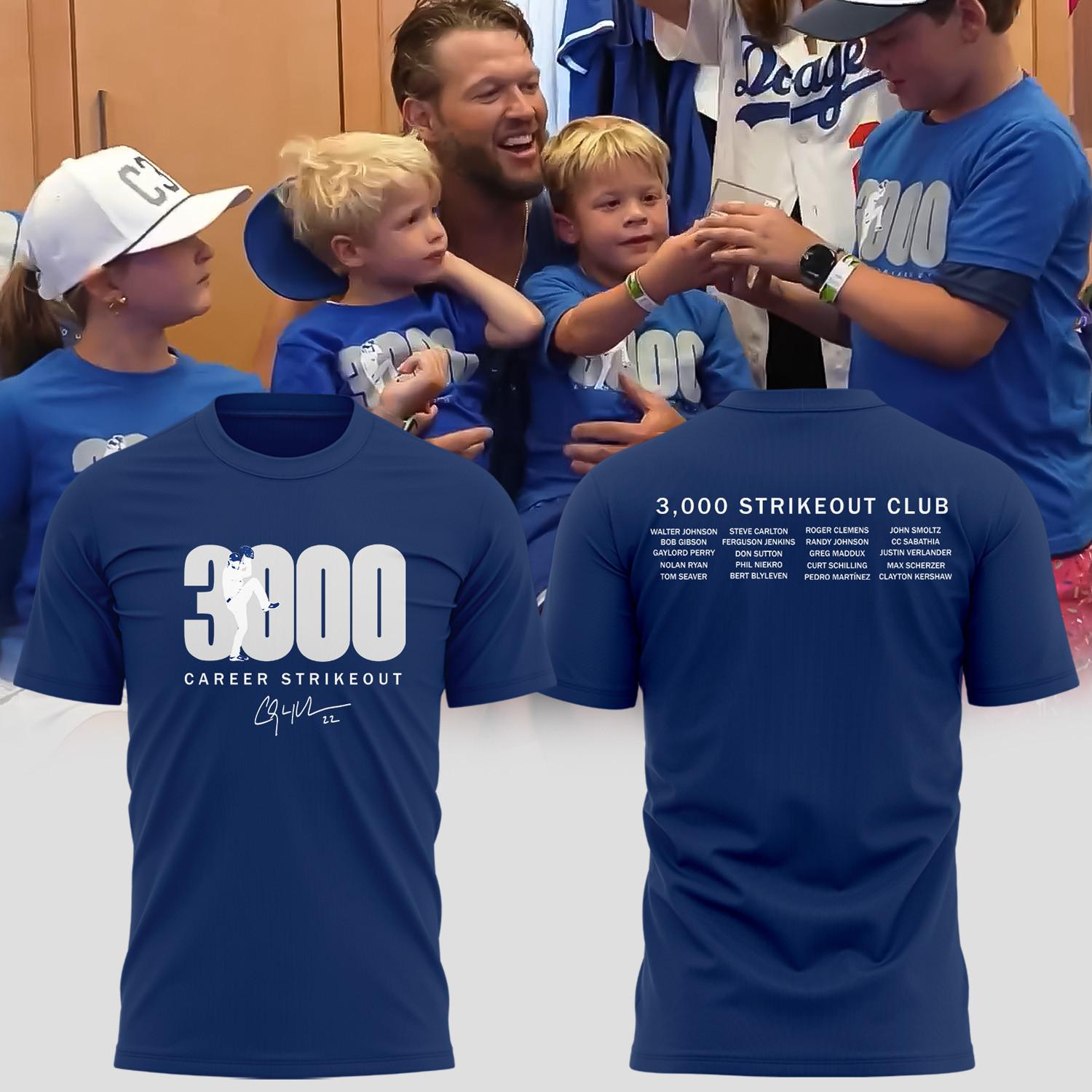 LA Dodgers 2025 World Series T-Shirt Kershaw 3000 Strikeout Club Signature Merch Fans Gifts-1
