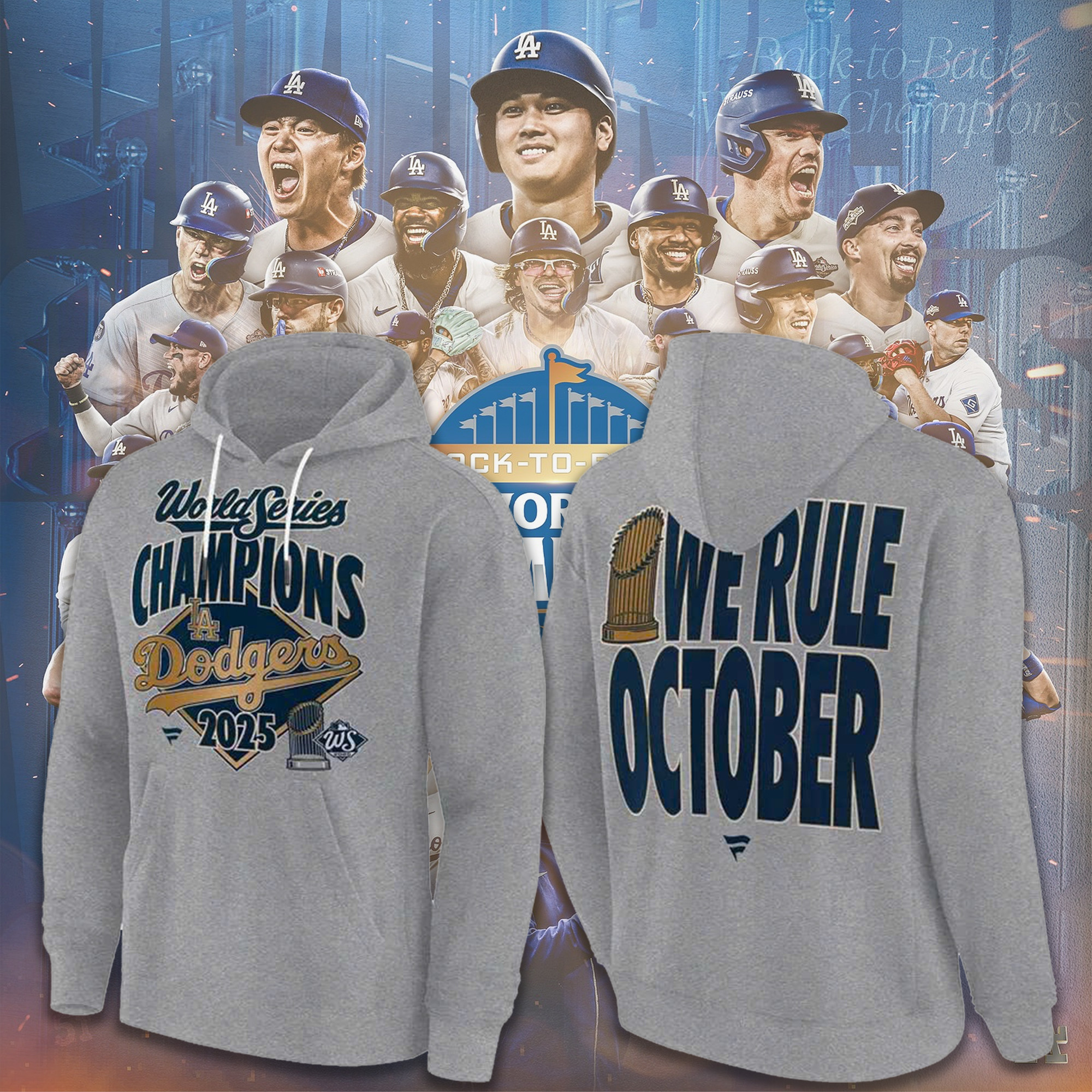 LA Dodgers 2025 World Series T-Shirt We Rule October Dodgers Baseball Apparel Gifts-1