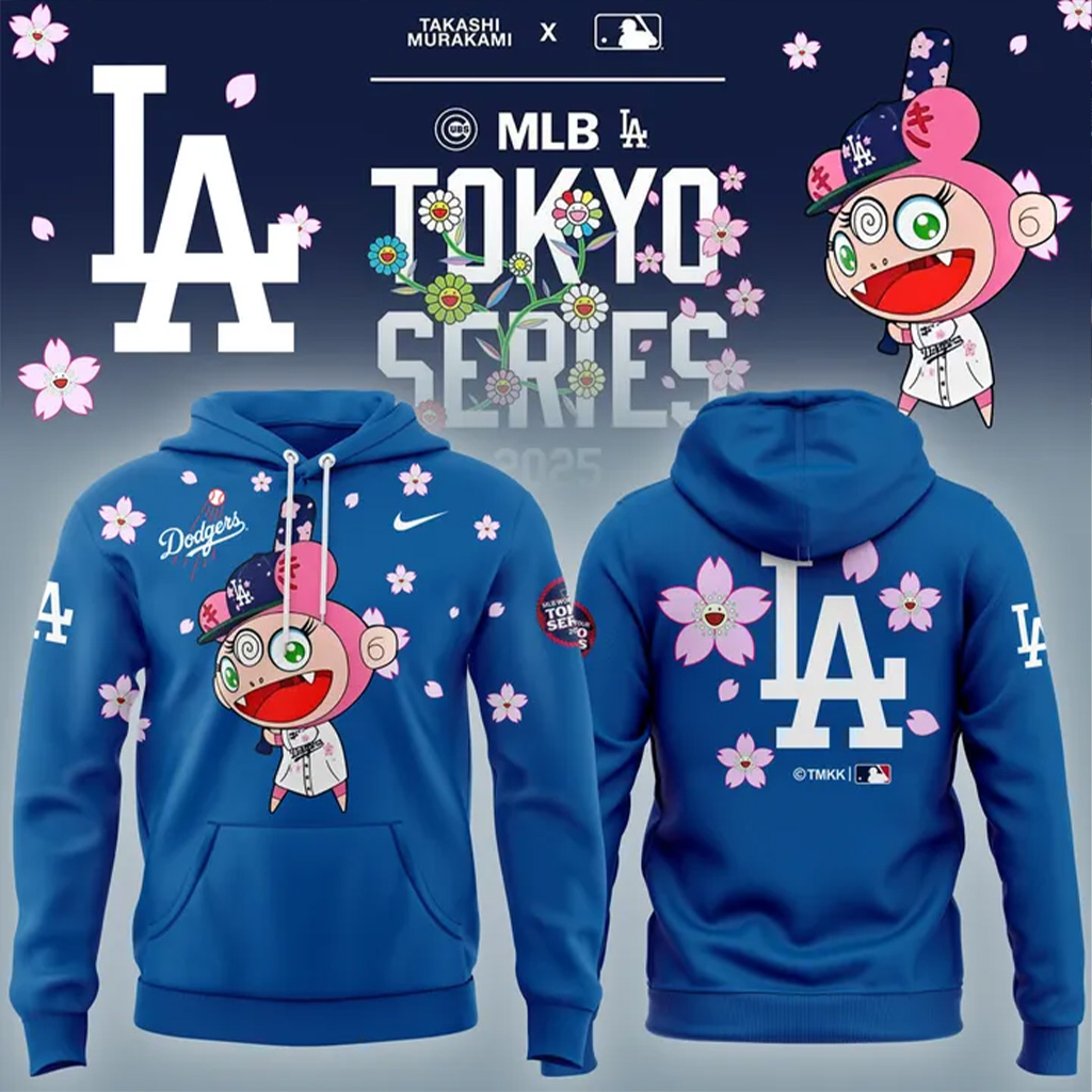 LA Dodgers Back To Back Champions Hoodie Takashi Murakami World Tour Tokyo Series Hoodie-1