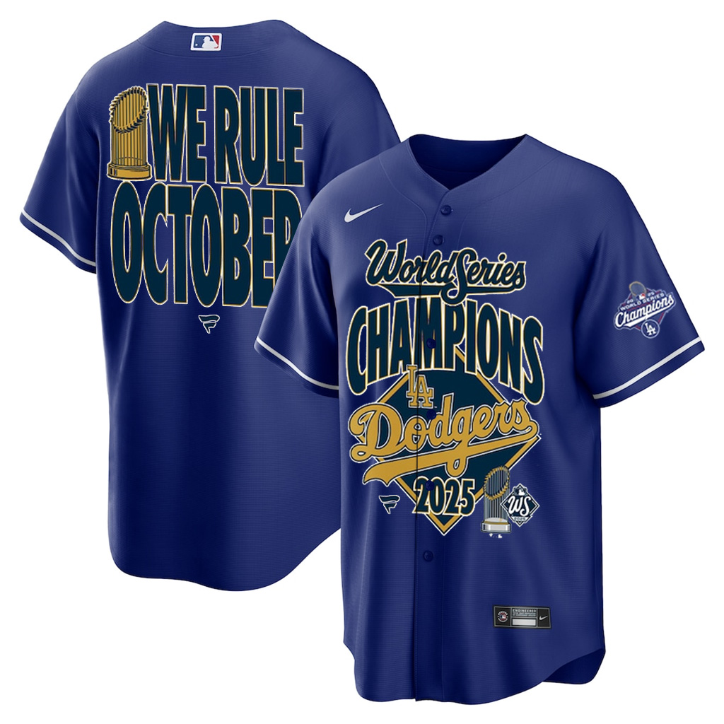 LA Dodgers Back To Back Champions Jersey 2025 We Rule October LA Dodgers World Series Merch Gifts-1
