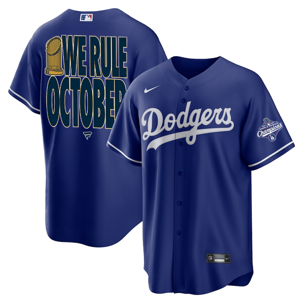 LA Dodgers Back To Back Champions Jersey 2025 We Rule October Los Angeles Dodgers World Series Merch-1